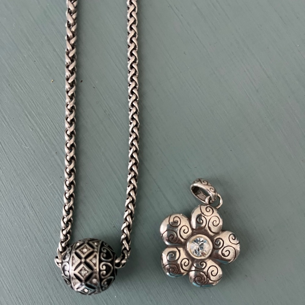 Brighton Barrell Add charms silver necklace with 2 charms